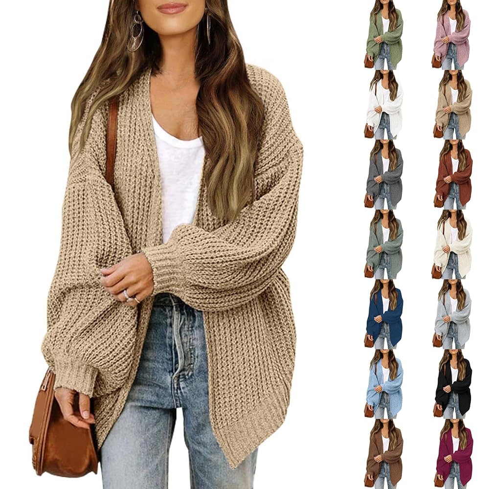 ★SATUR★ Pharaoh Oversized Cable Cardigan Organic Beige Light Weight Sweaters for Women Casual Oversized Button Up